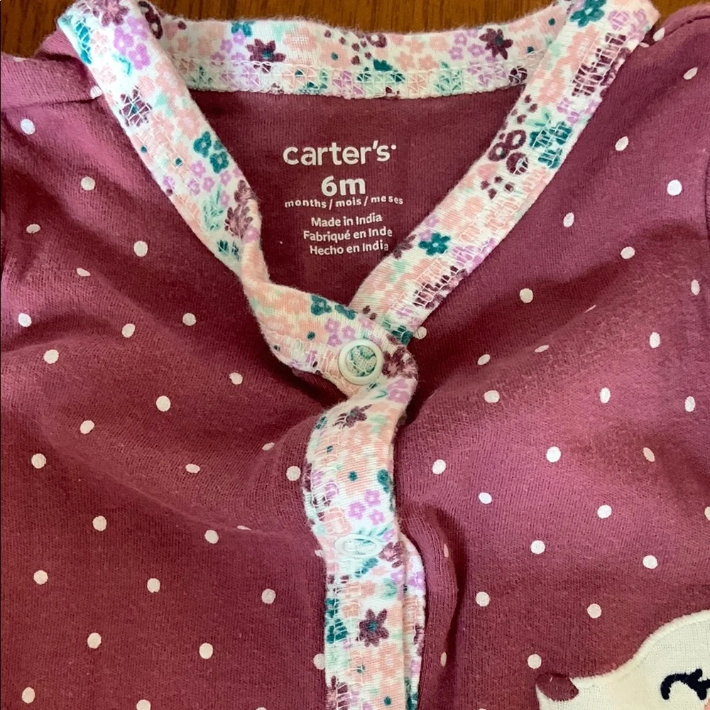 🍊5/$25 Carters Purple and White Footies One Piece size 6m - Picture 4 of 6